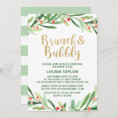 KerstHolly Wreath Brunch en Bubble Kaart (Voorkant / Achterkant)