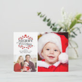 KerstHolly Wreath Holiday Photo Collage Feestdagenkaart (Staand voorkant)