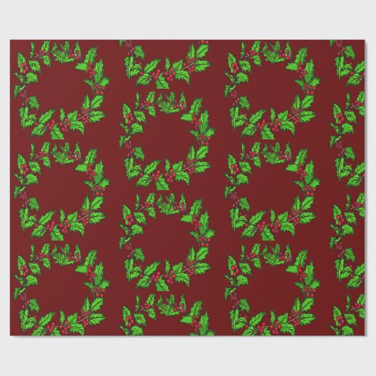 KerstHolly Wreath Vector Art Cadeaupapier (Vlak)