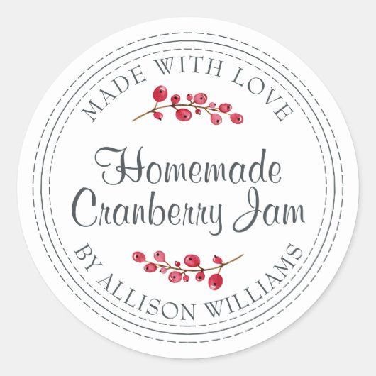 kersthomemade Cranberry Jam Canning Ronde Sticker (Voorkant)