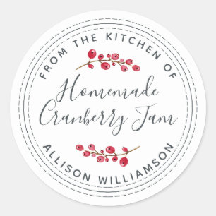 Kersthomemade Cranberry Jam Canning White Ronde Sticker