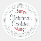 kersthomemade koekjes jaaretiket ronde sticker (Voorkant)
