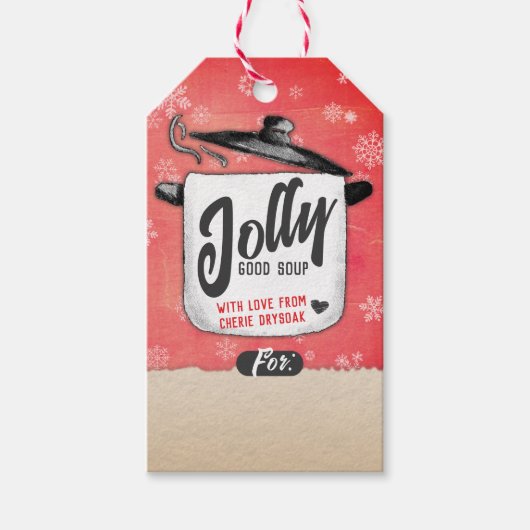 Kersthomemade soep een label voor jar gift cadeaulabel (Voorkant)