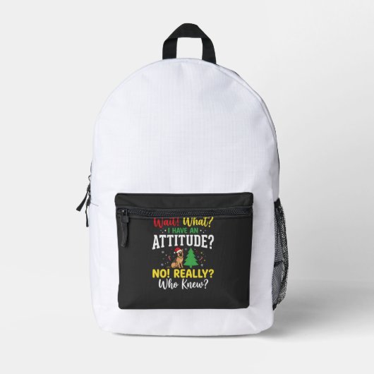 Kersthond Attitude Humor Bedrukte Rugzak (Voorkant)