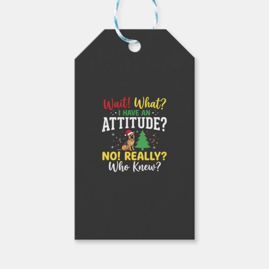 Kersthond Attitude Humor Cadeaulabel (Voorkant)