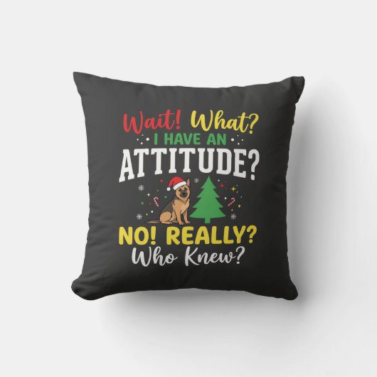 Kersthond Attitude Humor Kussen (Voorkant)