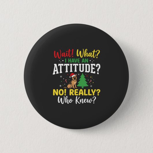Kersthond Attitude Humor Ronde Button 5,7 Cm (Voorkant)