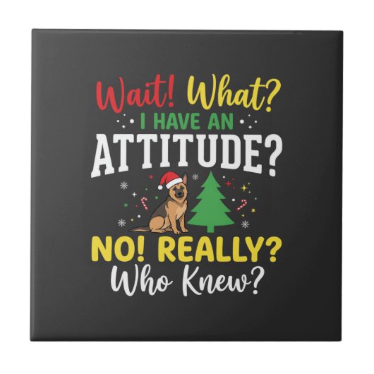 Kersthond Attitude Humor Tegeltje (Voorkant)