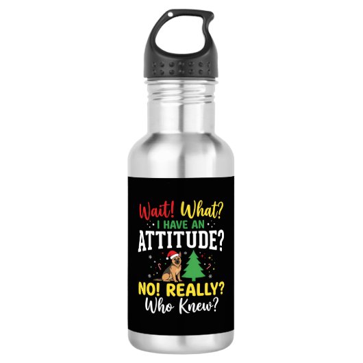 Kersthond Attitude Humor Waterfles (Voorkant)