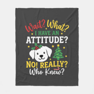 Kersthond Attitude Vakantie Humor Fleece Deken