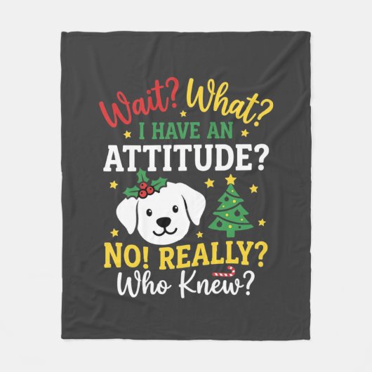 Kersthond Attitude Vakantie Humor Fleece Deken (Voorkant)