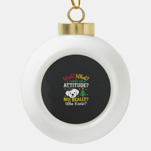 Kersthond Attitude Vakantie Humor Keramische Bal Ornament
