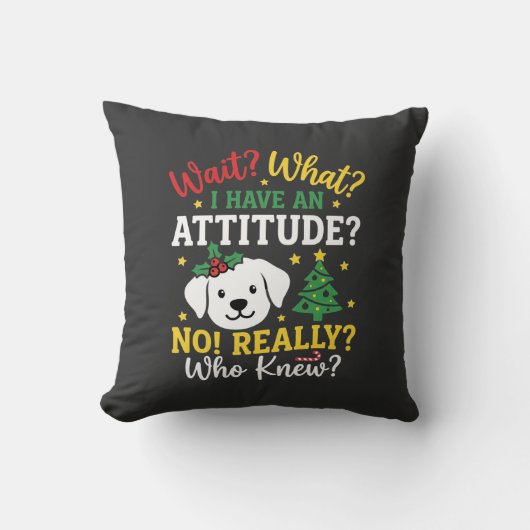 Kersthond Attitude Vakantie Humor Kussen (Voorkant)