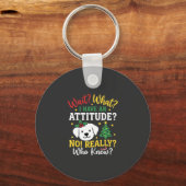 Kersthond Attitude Vakantie Humor Sleutelhanger (Voorkant)