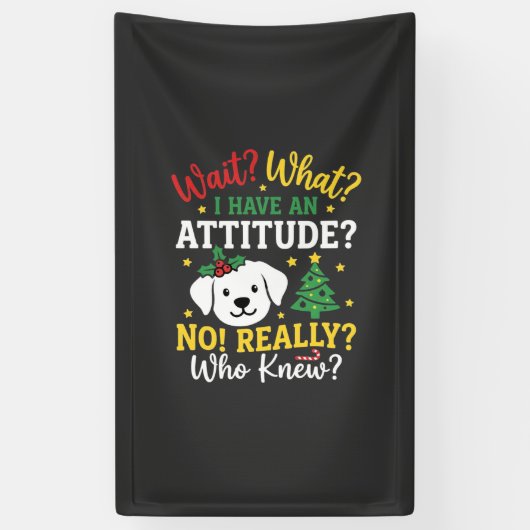 Kersthond Attitude Vakantie Humor Spandoek (Verticaal)