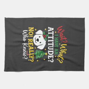 Kersthond Attitude Vakantie Humor Theedoek