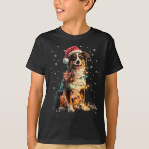 Kersthond Australian Shepherd Kerstman Kerst Vrouw T-shirt