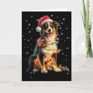 Kersthond Australian Shepherd Kerstman Vrouwen Kaart