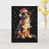 Kersthond Australian Shepherd Kerstman Vrouwen Kaart (Gele Bloem)