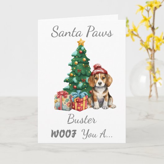  kersthond Beagle Kaart (Gele Bloem)