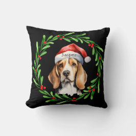 Kersthond Beagle Santa Hat Vakantie Kussen