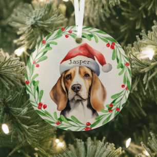 Kersthond Beagle Santa Hat Vakantiehuis decor Glas Ornament