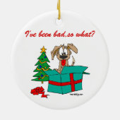 Kersthond ben ik slecht geweest. keramisch ornament (Achterkant)