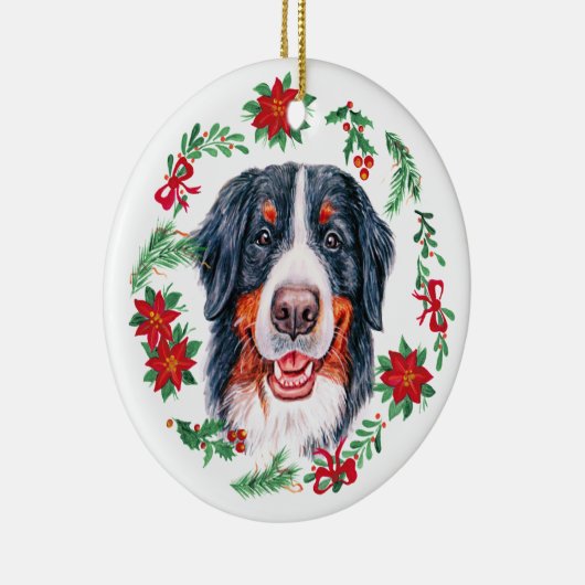 Kersthond Bernese Mountain Waterverf Keramisch Ornament (Rechts)