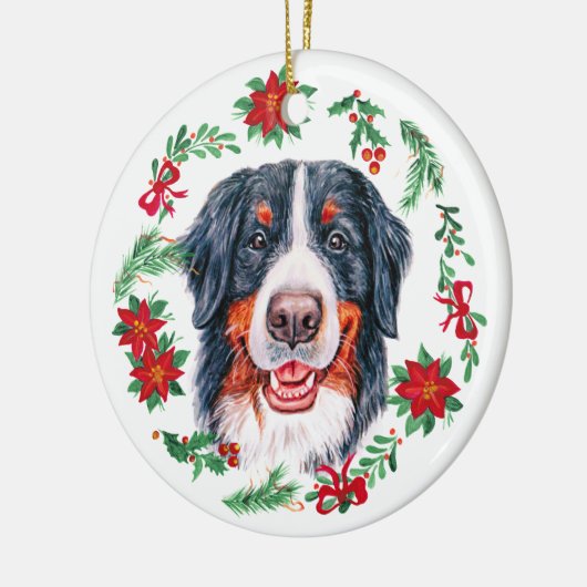 Kersthond Bernese Mountain Waterverf Keramisch Ornament (Links)