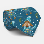 Kersthond blauw Stropdas (Opgerold)