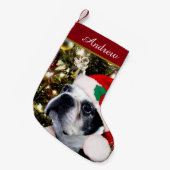 Kersthond Boston Terrier Kleine Kerstsok (Voorkant (Hangend))