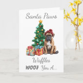  kersthond Boxer Dog Kaart (Gele Bloem)