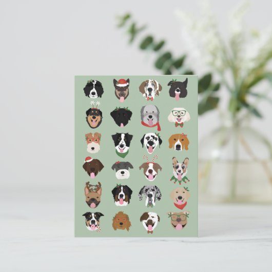 Kersthond Briefkaart (Staand voorkant)