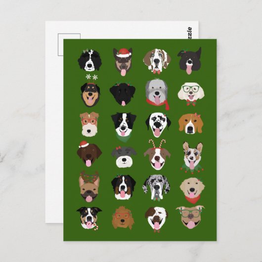 Kersthond Briefkaart (Voorkant / Achterkant)