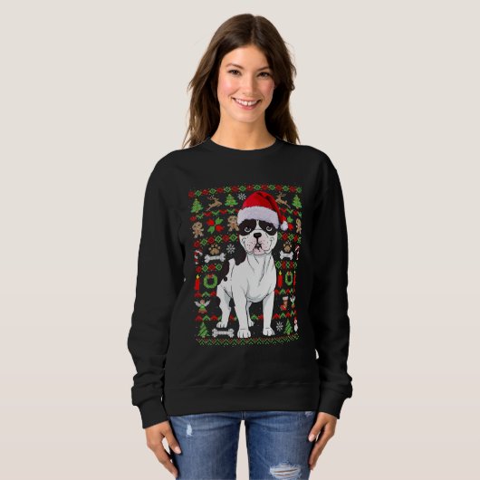 Kersthond Bulldog Dog Ugly Sweater Dog (Voorkant volledig)
