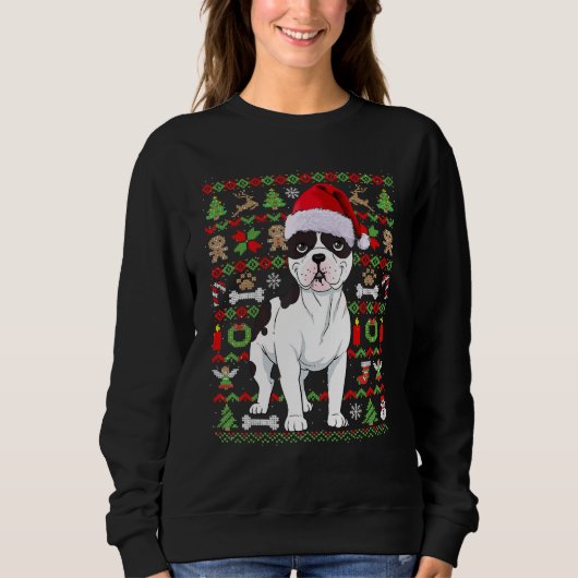 Kersthond Bulldog Dog Ugly Sweater Dog (Voorkant)