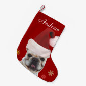 Kersthond Bulldog stocker Kleine Kerstsok (Voorkant (Hangend))