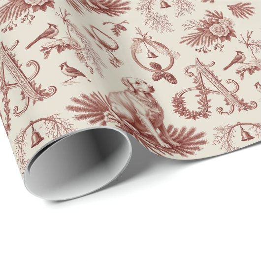 Kersthond Cadeau Inpakpapier Letter A Monogram (Rol Hoek)