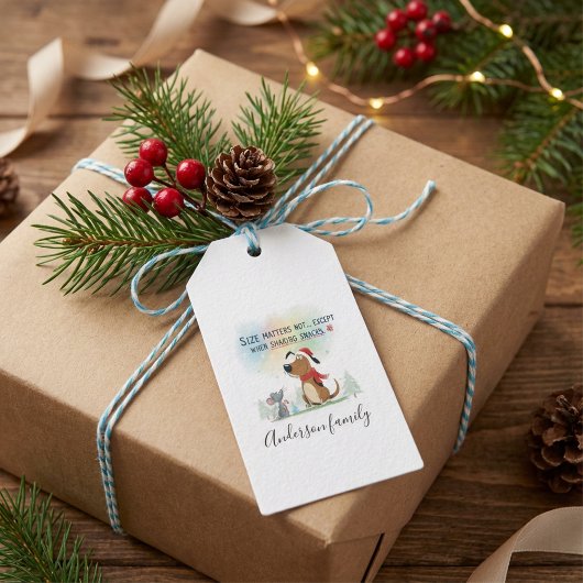 Kersthond cadeautag moderne waterverf dier cadeaulabel