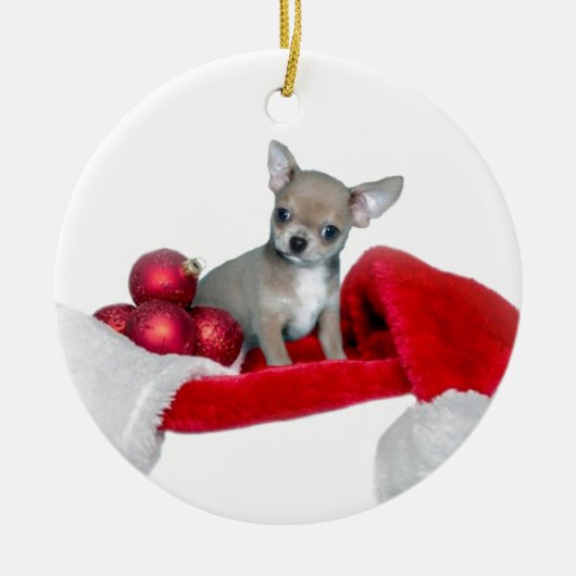 Kersthond Chihuahua Keramisch Ornament (Voorkant)