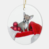 Kersthond Chihuahua Keramisch Ornament (Links)