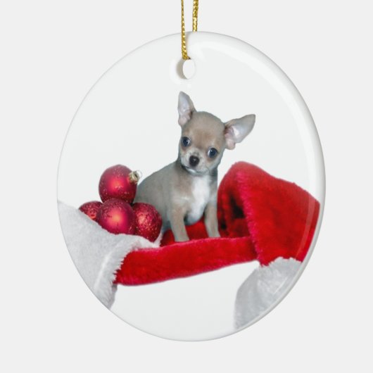 Kersthond Chihuahua Keramisch Ornament (Links)