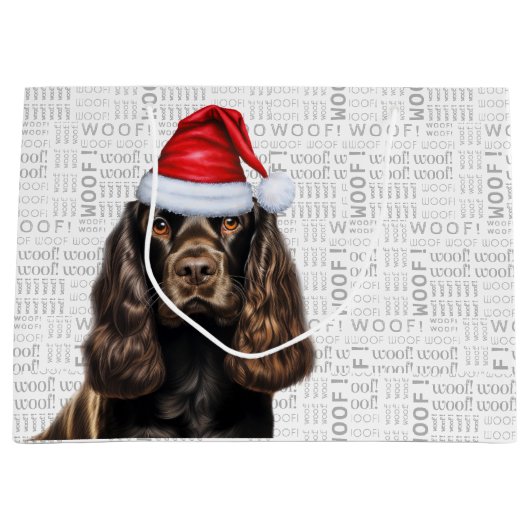 Kersthond Chocolade Cocker Spaniel Vakantie Groot Cadeauzakje (Voorkant)