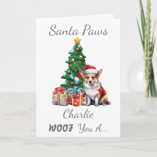  kersthond Corgi Feestdagen Kaart (Voorkant)
