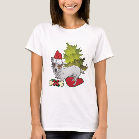 Kersthond Corgi Slapshirt T-shirt (Voorkant)