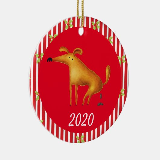 Kersthond Covid Funny 2020 Keramisch Ornament (Rechts)