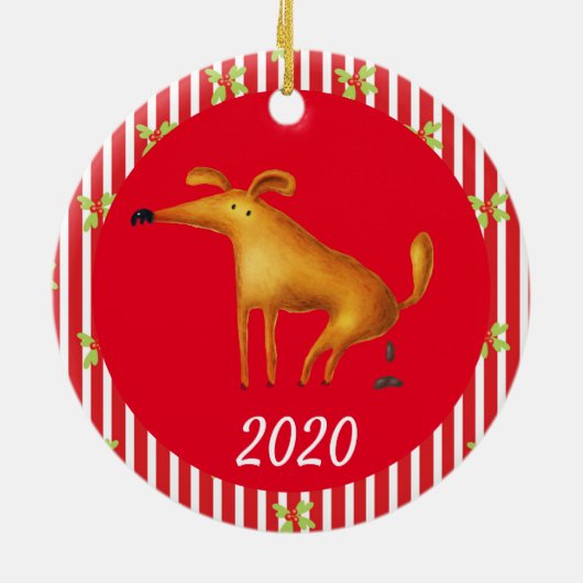 Kersthond Covid Funny 2020 Keramisch Ornament (Achterkant)