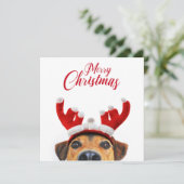 Kersthond Cute Funny Reindeer Antler Headband Kaart (Staand voorkant)