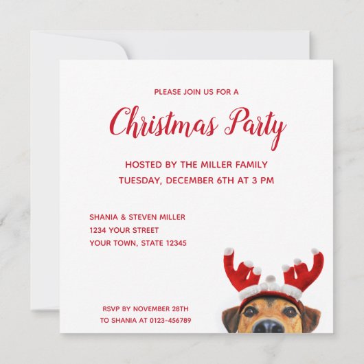 Kersthond Cute Funny Reindeer Antler Headband Kaart (Achterkant)