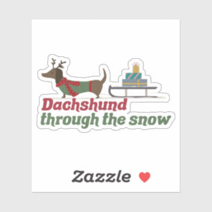 Kersthond: Dachshund door de sneeuw Sticker